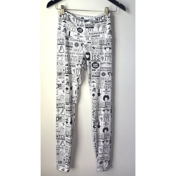 Native Roots Cannabis Strains Graphic Full-Length Leggings Sz 6 Hippie Festival - Picture 2 of 5